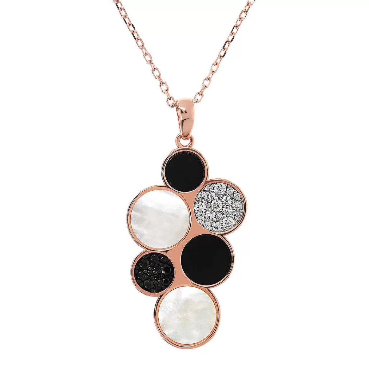 Clearance Collana Con Pendente A Grappolo In Madreperla Bianca, Onice Nero E Zirconi Cubici Collane