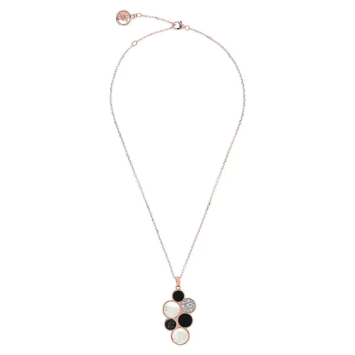 Clearance Collana Con Pendente A Grappolo In Madreperla Bianca, Onice Nero E Zirconi Cubici Collane