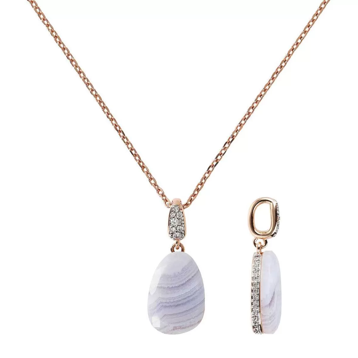 Sale Collana Con Pendente Goccia In Pietra Naturale E Cubic Zirconia Collane
