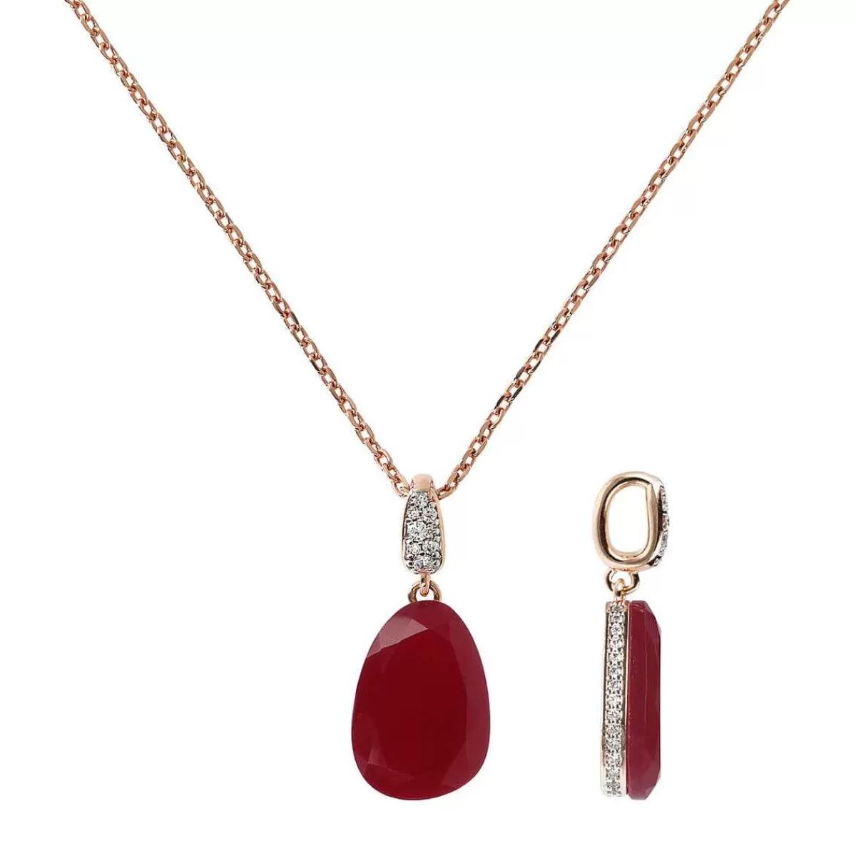 Sale Collana Con Pendente Goccia In Pietra Naturale E Cubic Zirconia Collane