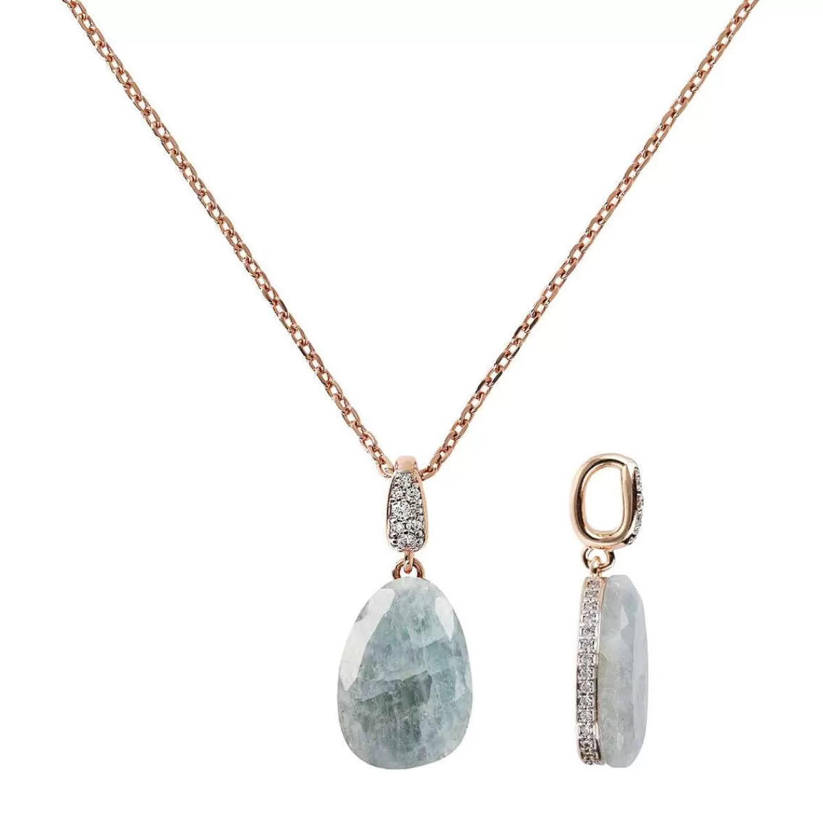 Sale Collana Con Pendente Goccia In Pietra Naturale E Cubic Zirconia Collane