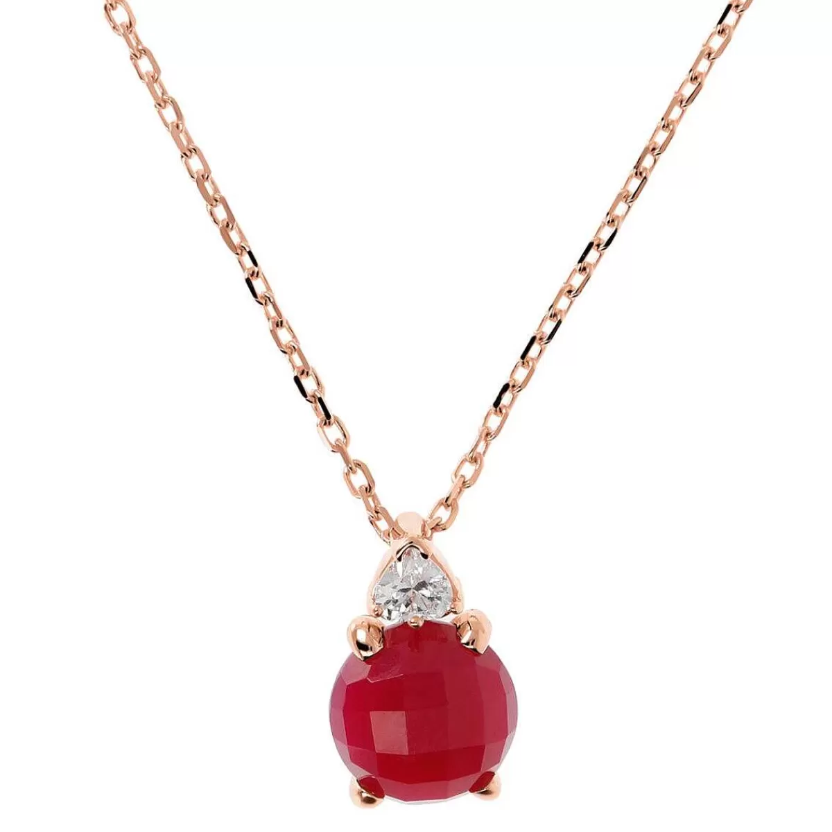 Sale Collana Con Pendente In Pietra Naturale E Cuore Di Zirconi Collane
