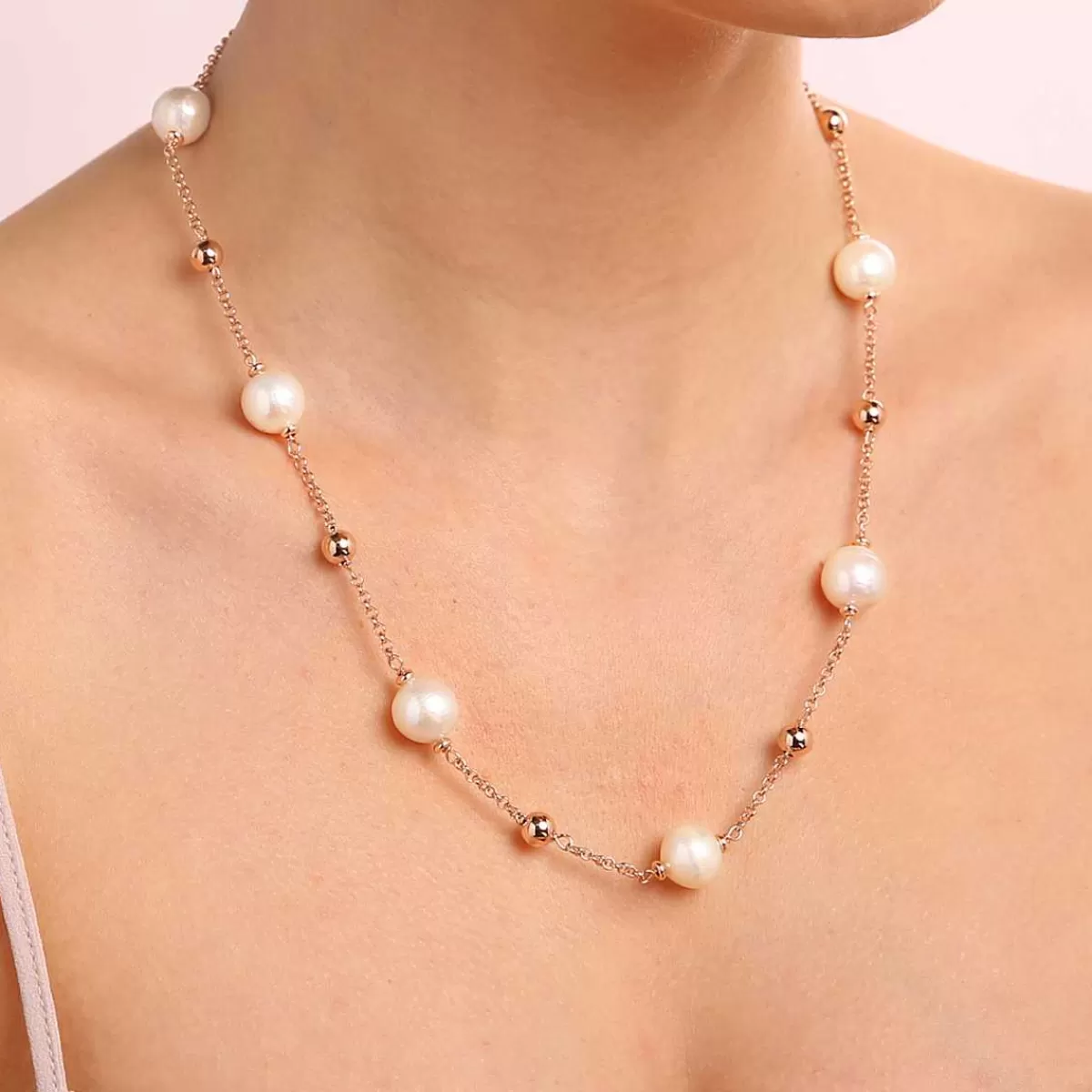 Clearance Collana Con Sfere E Perle Coltivate D'Acqua Dolce O 10 Mm Collane