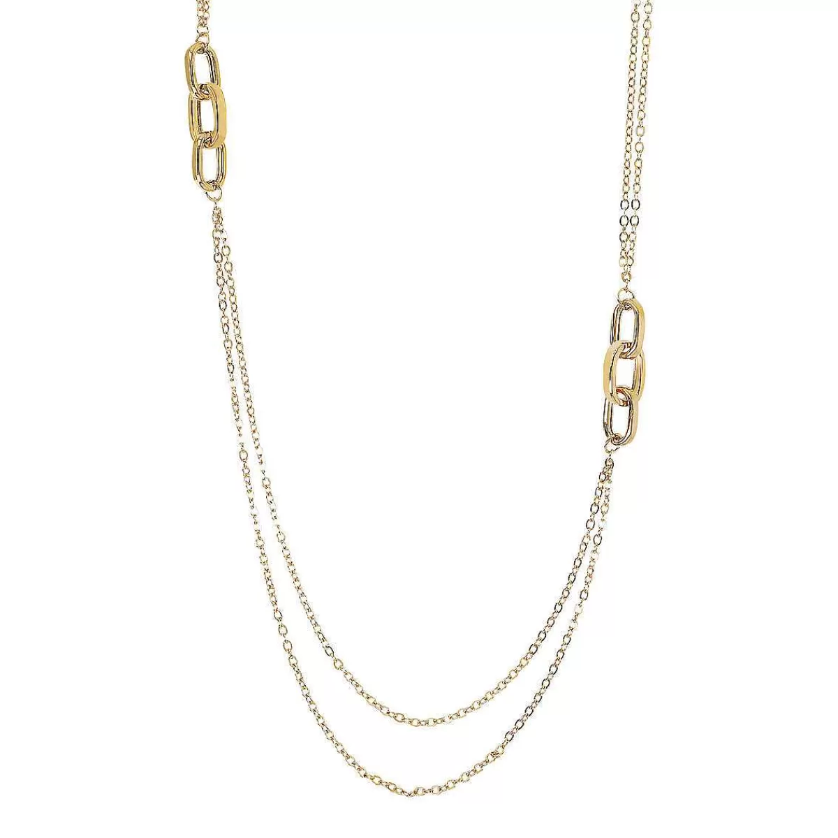 Discount Collana Doppia Lunga Multifilo Dorata Con Maglie Ovali Collane