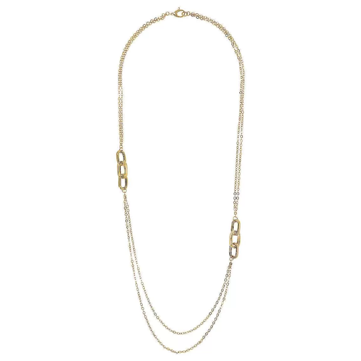 Discount Collana Doppia Lunga Multifilo Dorata Con Maglie Ovali Collane