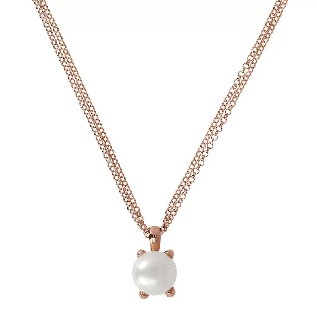 Fashion Collana Doppia Multifilo Con Pendente Perla Coltivata D'Acqua Dolce Bianca O 11/12 Mm Collane