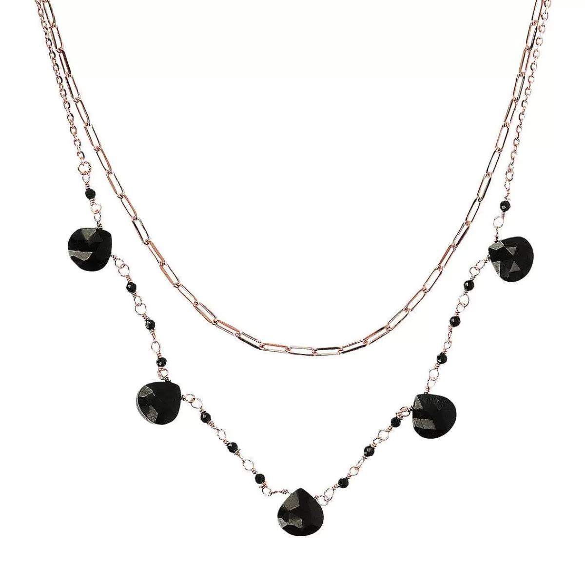 Cheap Collana Doppia Multifilo Con Pietre Naturali A Forma Di Goccia Collane