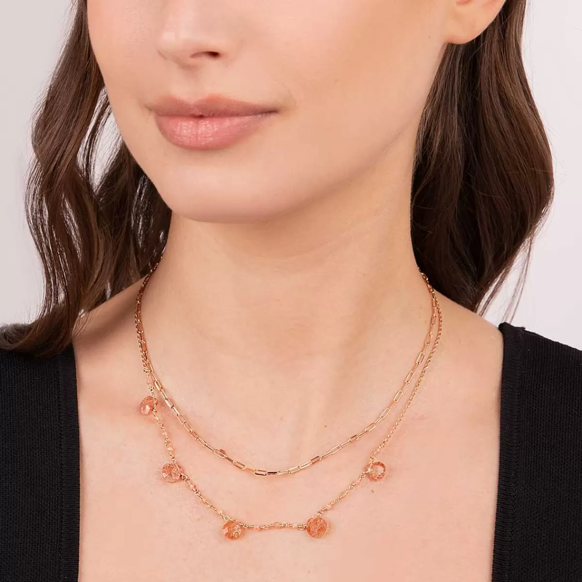 Cheap Collana Doppia Multifilo Con Pietre Naturali A Forma Di Goccia Collane