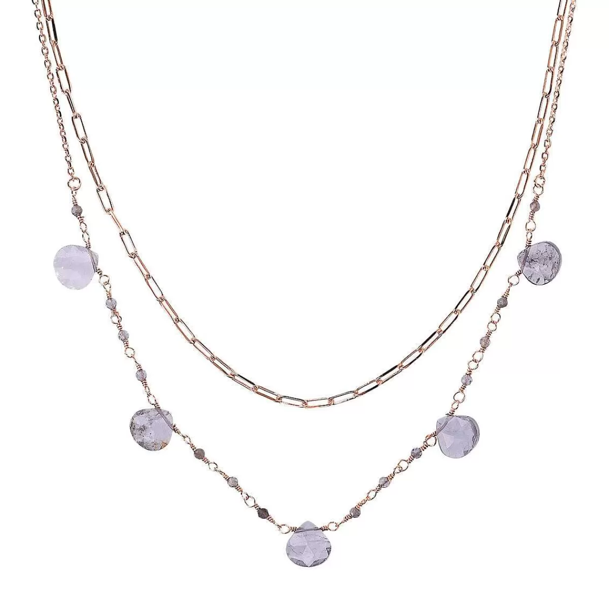 Cheap Collana Doppia Multifilo Con Pietre Naturali A Forma Di Goccia Collane