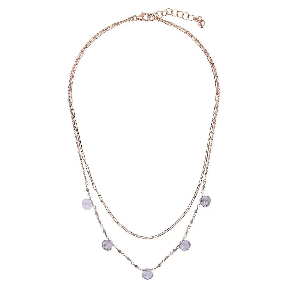 Cheap Collana Doppia Multifilo Con Pietre Naturali A Forma Di Goccia Collane
