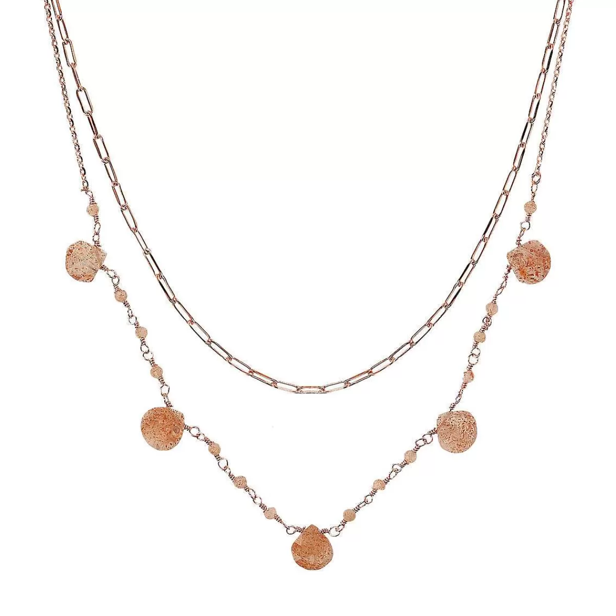 Cheap Collana Doppia Multifilo Con Pietre Naturali A Forma Di Goccia Collane