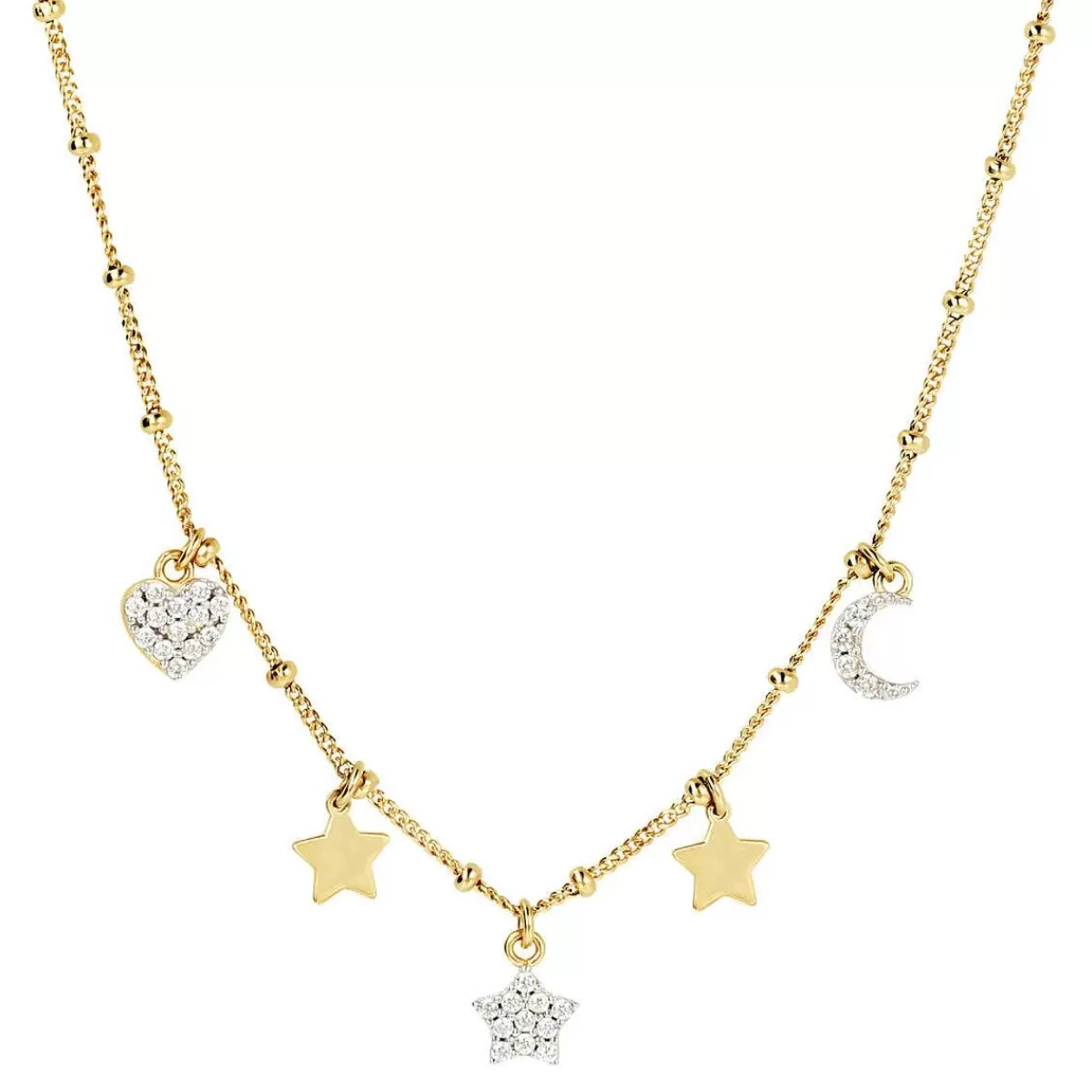 Cheap Collana Dorata Con Charms E Pave Di Cubic Zirconia Collane