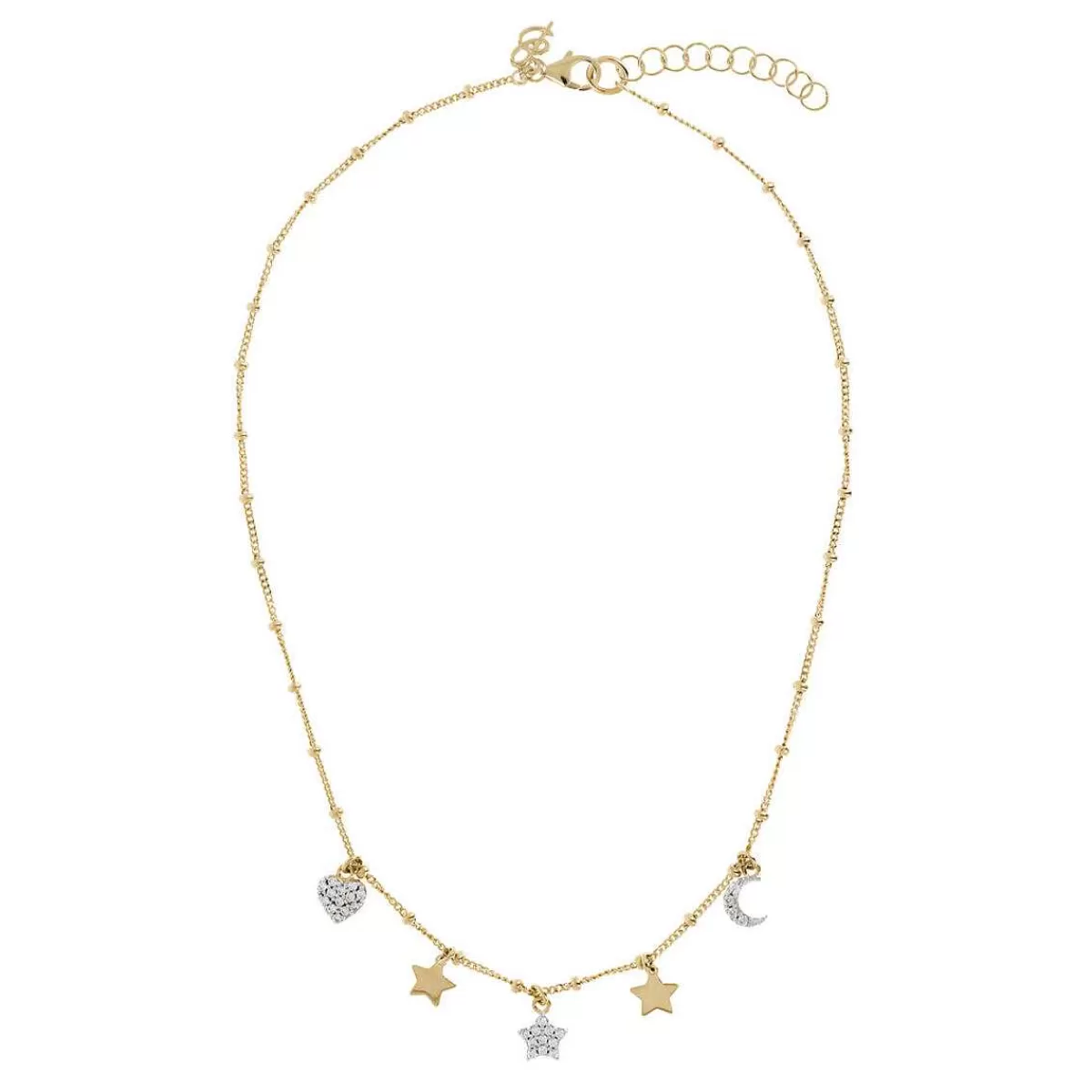 Cheap Collana Dorata Con Charms E Pave Di Cubic Zirconia Collane