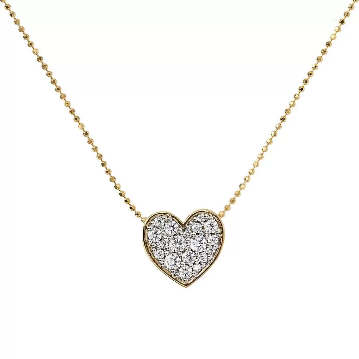 Cheap Collana Dorata Con Ciondolo Cuore In Pave Di Zirconi Collane