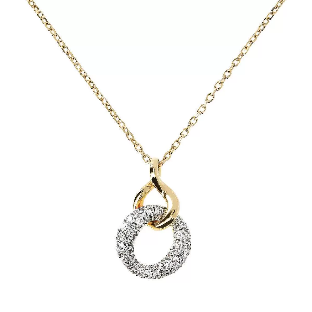 Clearance Collana Dorata Con Doppio Pendente E Pave Di Cubic Zirconia Collane
