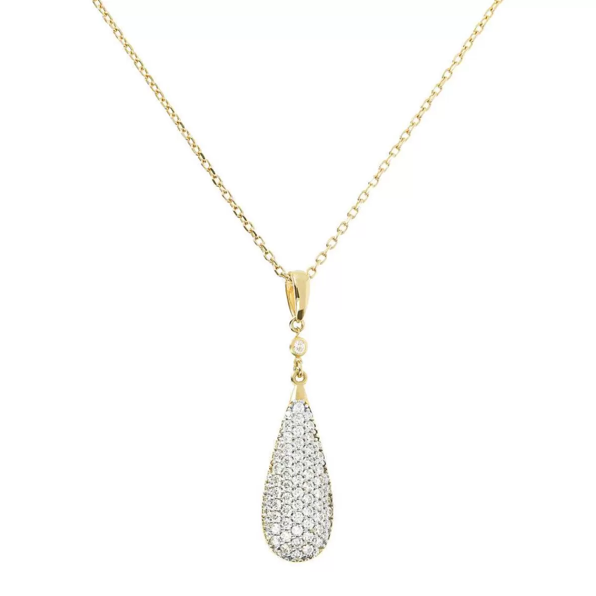 Outlet Collana Dorata Con Pendente Goccia In Pave Collane