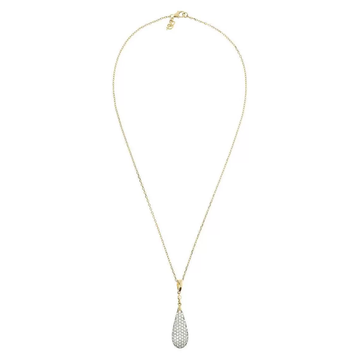 Outlet Collana Dorata Con Pendente Goccia In Pave Collane