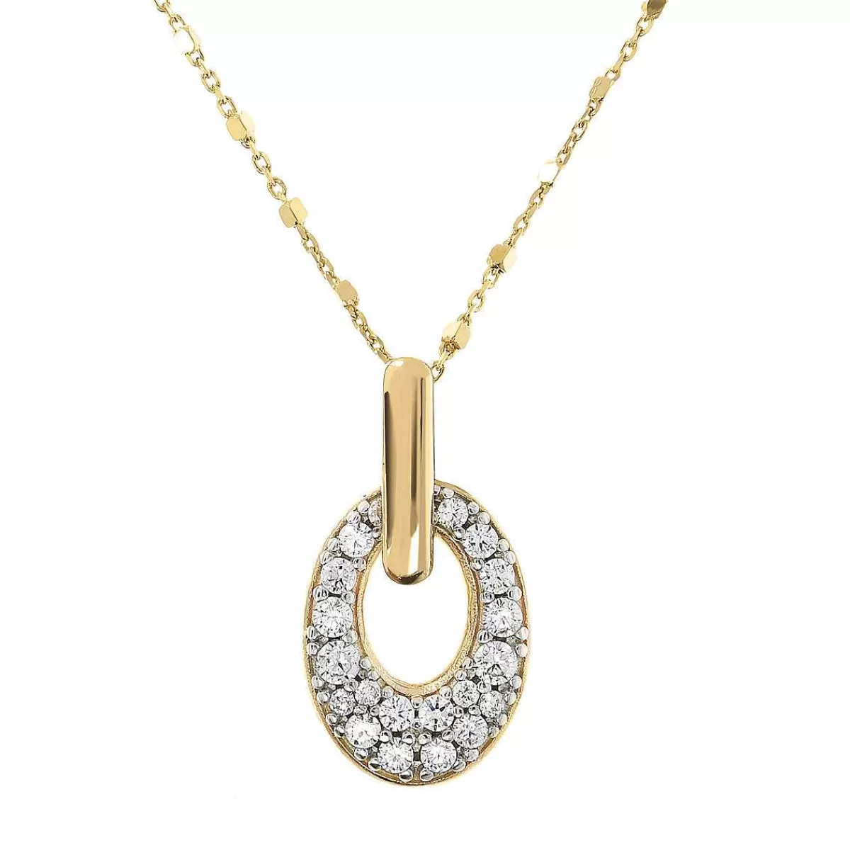 Cheap Collana Dorata Con Pendente Ovale Pave In Cubic Zirconia Collane