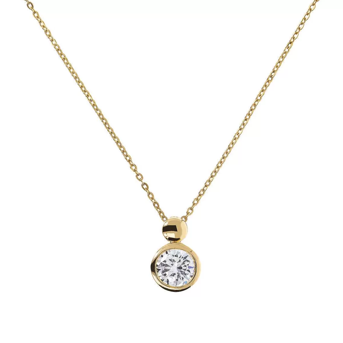 Discount Collana Dorata Con Pendente Punto Luce In Cubic Zirconia Collane