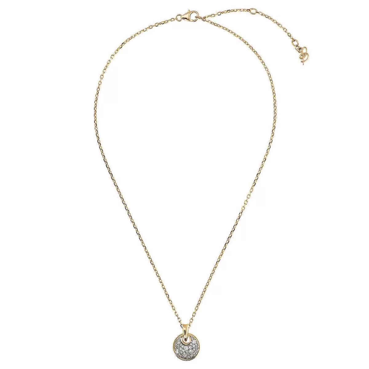 Best Sale Collana Forzatina A Catena Dorata Con Pendente Tondo Con Pave Di Cubic Zirconia Collane