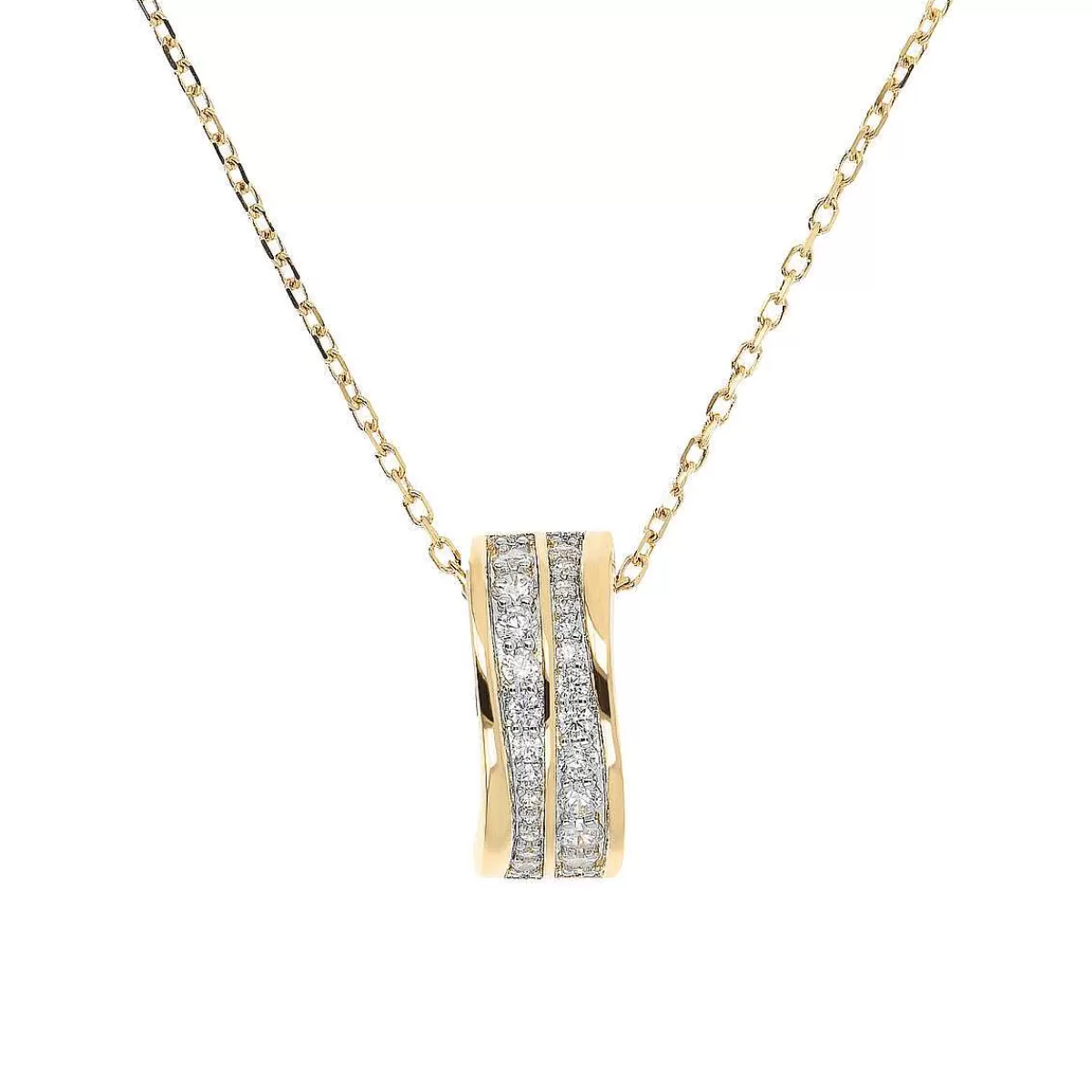 Online Collana Forzatina Dorata Con Pendente Doppia Onda In Cubic Zirconia Collane
