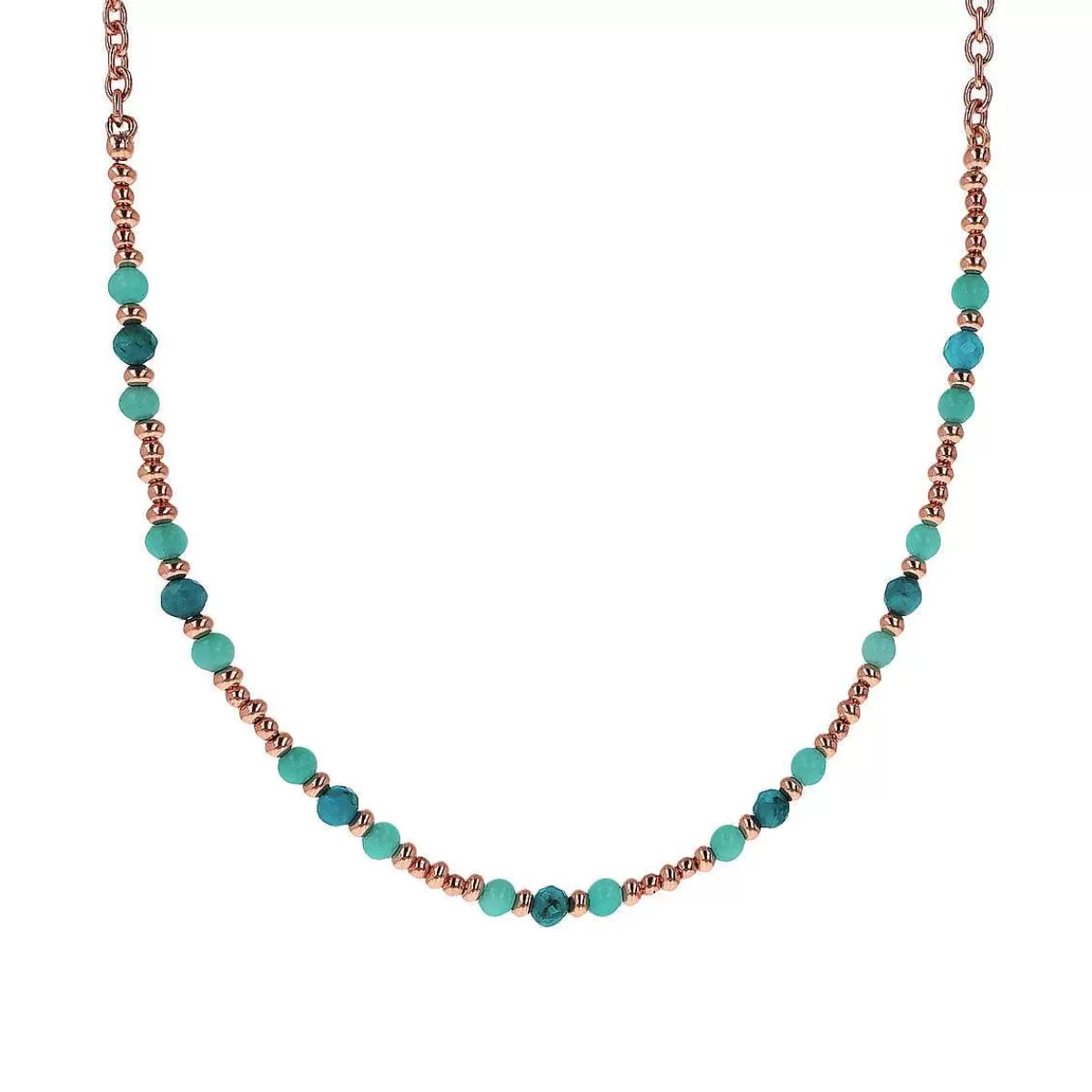 Online Collana Girocollo A Catena Rolo Con Piccole Perle E Pietre Naturali Sfaccettate Collane