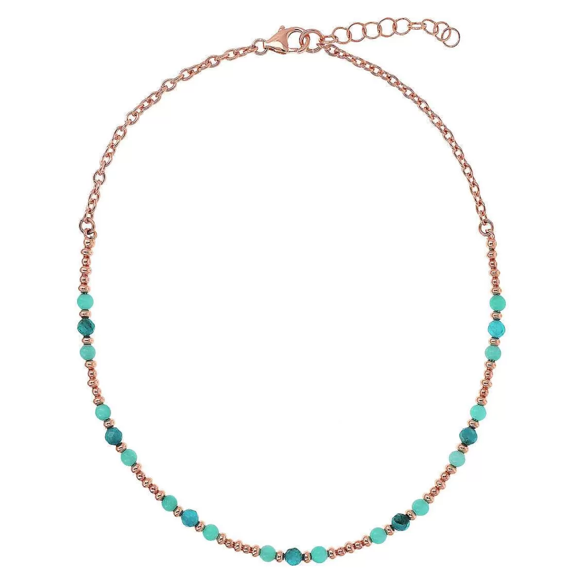 Online Collana Girocollo A Catena Rolo Con Piccole Perle E Pietre Naturali Sfaccettate Collane