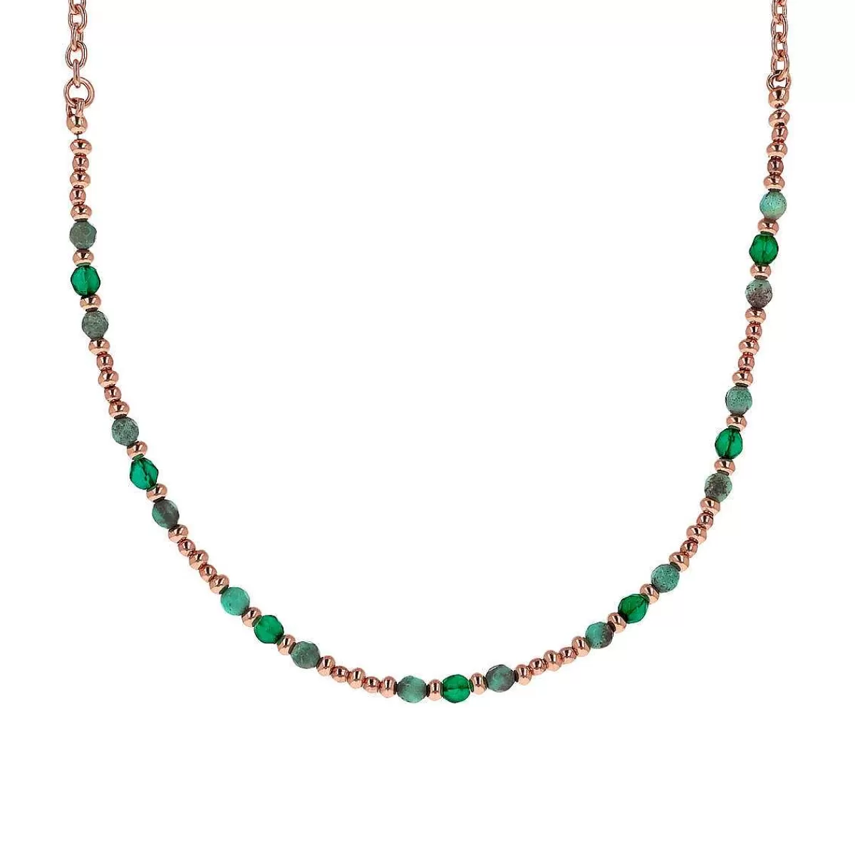 Online Collana Girocollo A Catena Rolo Con Piccole Perle E Pietre Naturali Sfaccettate Collane