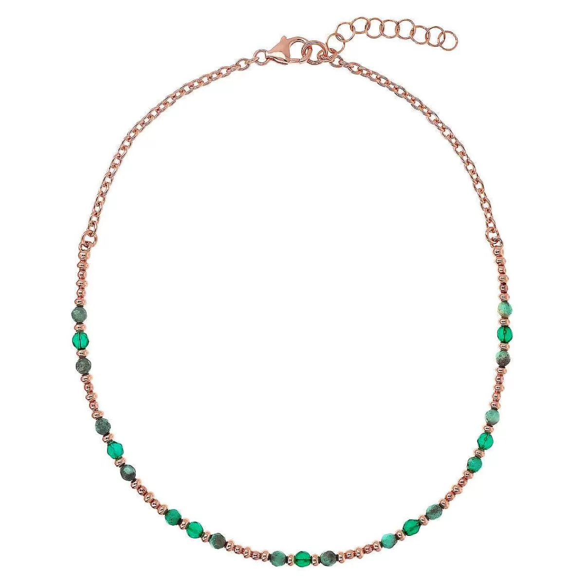 Online Collana Girocollo A Catena Rolo Con Piccole Perle E Pietre Naturali Sfaccettate Collane
