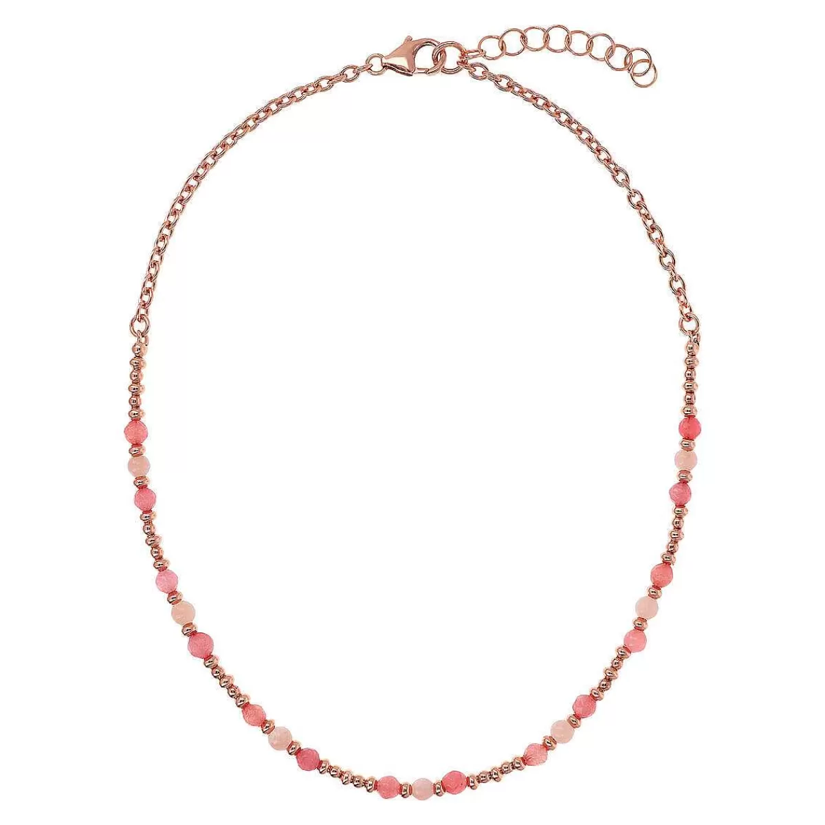 Online Collana Girocollo A Catena Rolo Con Piccole Perle E Pietre Naturali Sfaccettate Collane