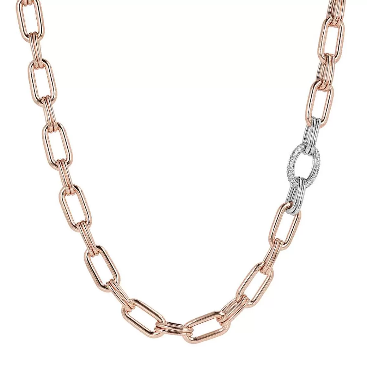Cheap Collana Girocollo Con Catena Forzatina Spessa Ed Elemento Pave In Cubic Zirconia Collane