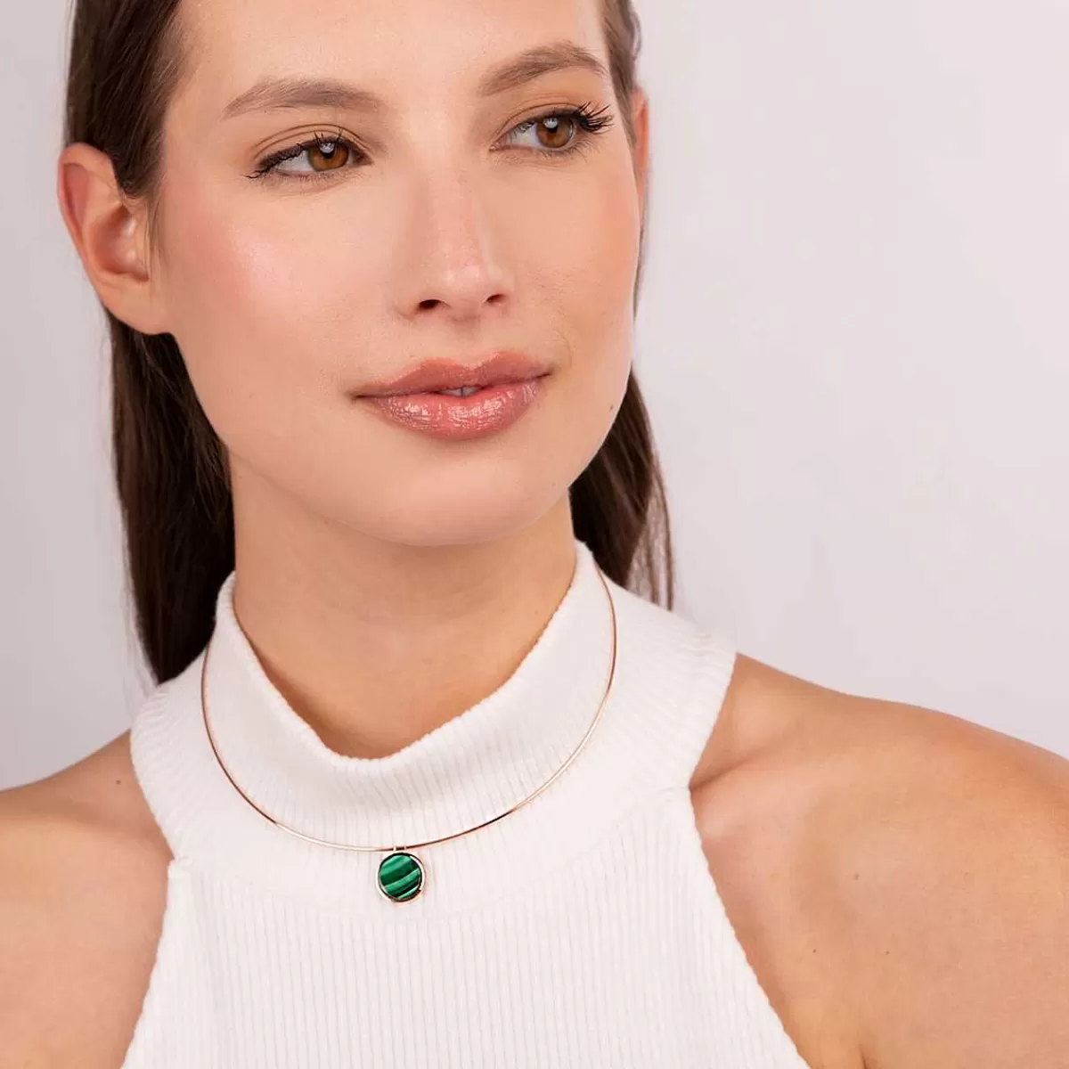Shop Collana Girocollo Con Pendente A Disco In Pietra Naturale Piatta Collane
