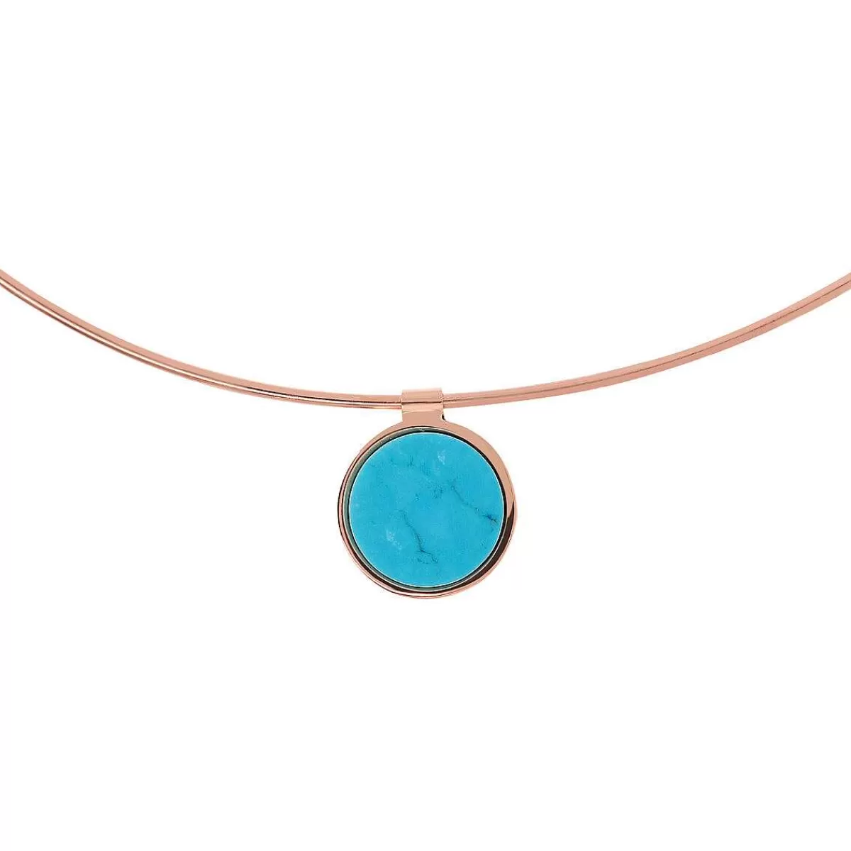 Shop Collana Girocollo Con Pendente A Disco In Pietra Naturale Piatta Collane