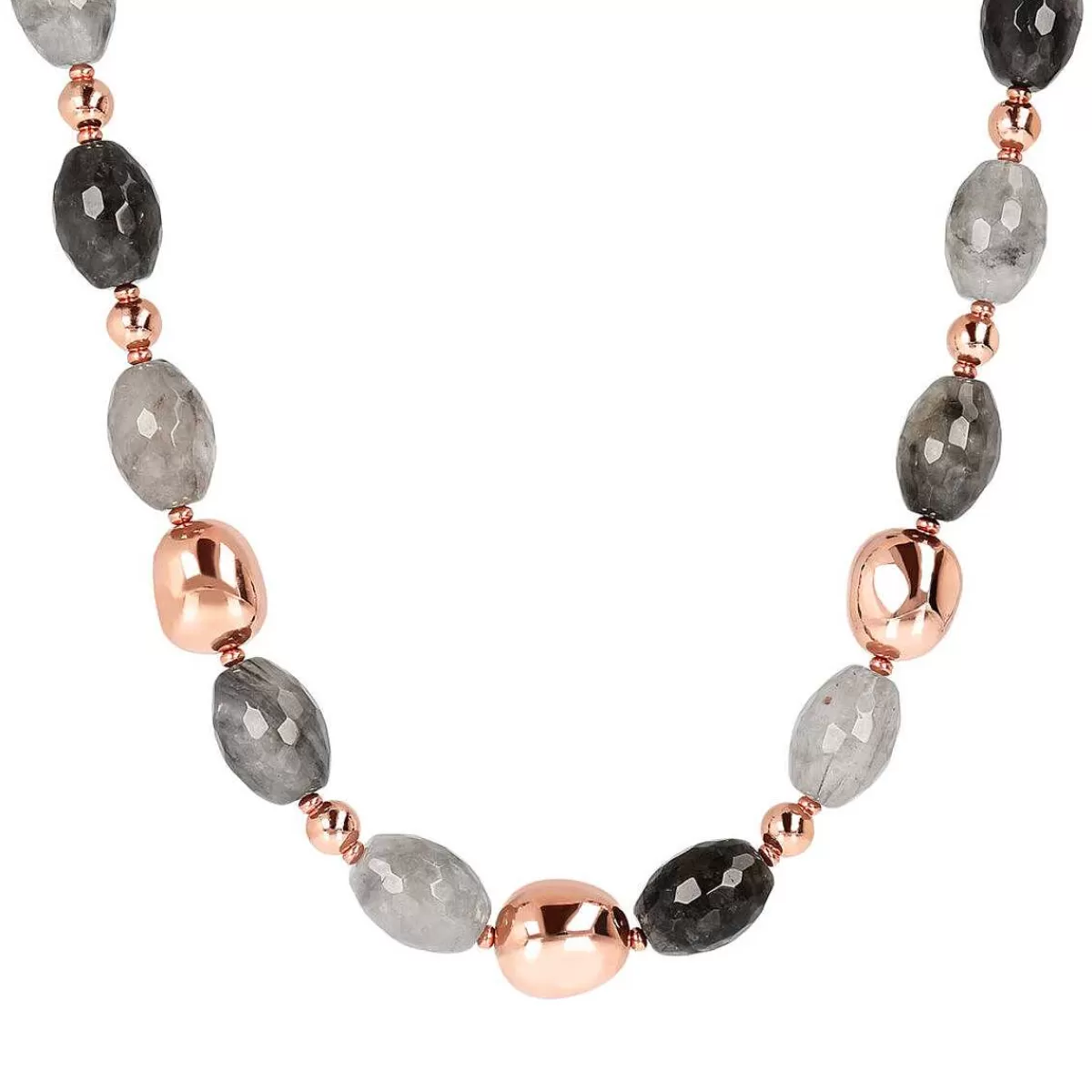 Flash Sale Collana Girocollo Con Quarzo Grigio E Pepite Dorate Rose Collane