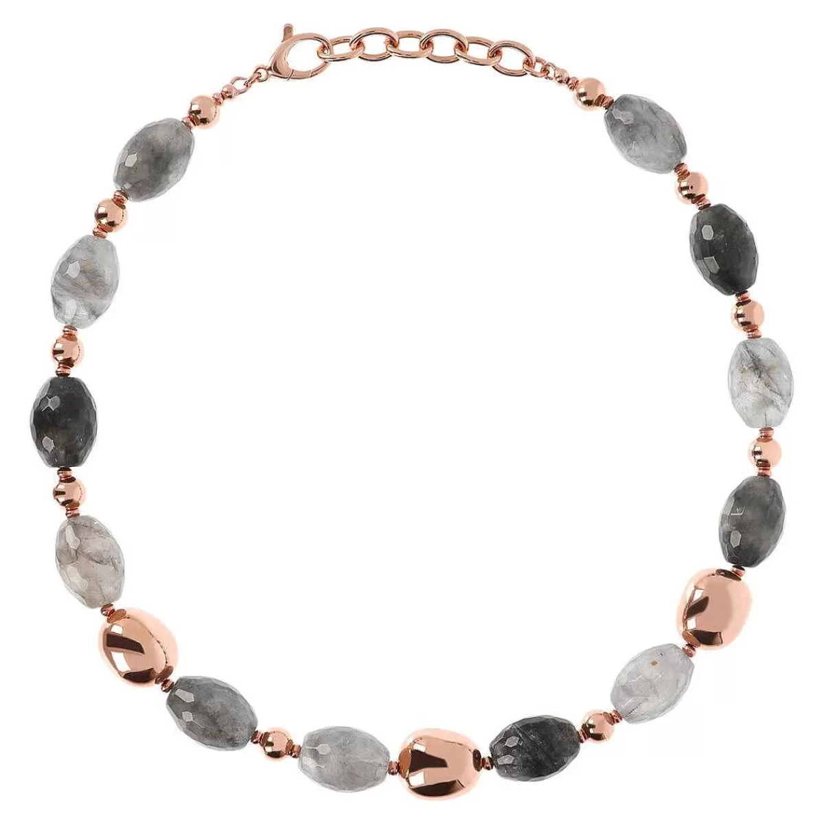 Flash Sale Collana Girocollo Con Quarzo Grigio E Pepite Dorate Rose Collane
