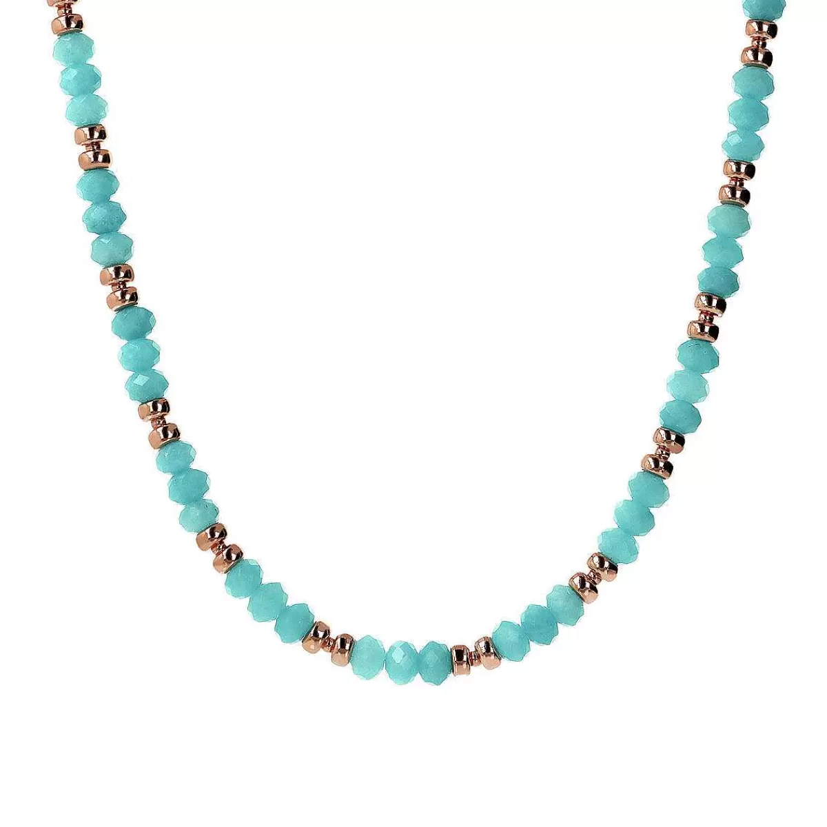 Shop Collana Girocollo Con Rondelle In Oro Rose E Pietre Naturali Sfaccettate Collane