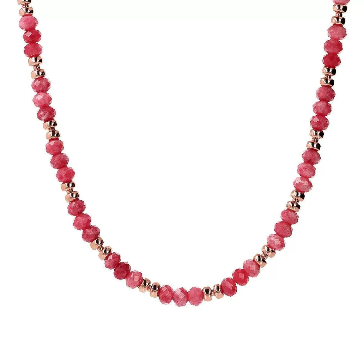 Shop Collana Girocollo Con Rondelle In Oro Rose E Pietre Naturali Sfaccettate Collane