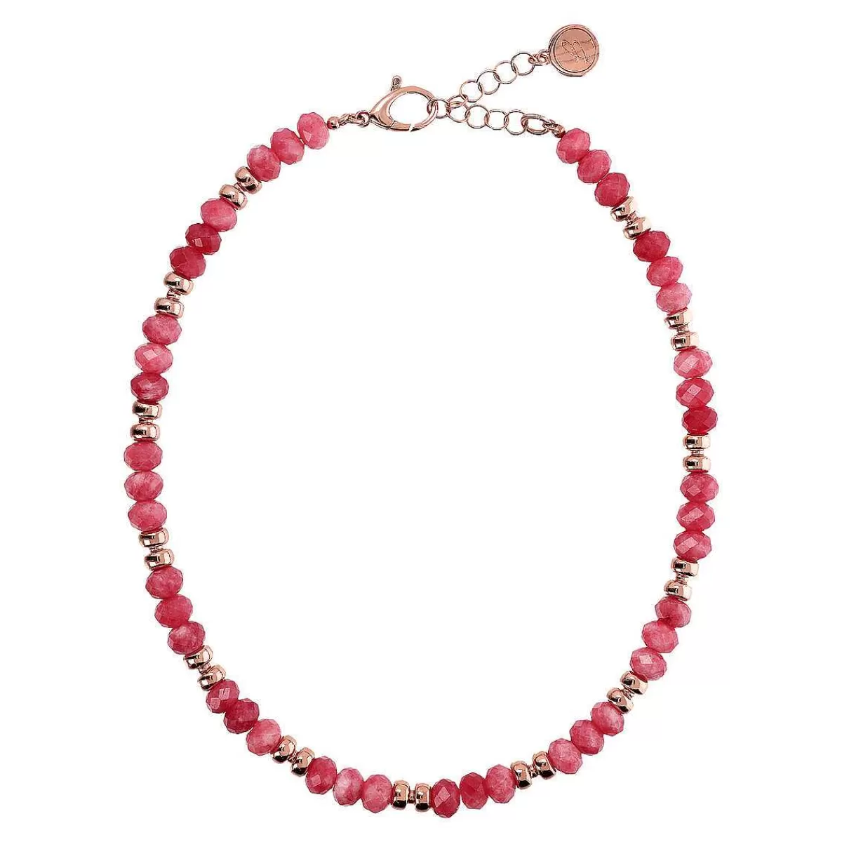Shop Collana Girocollo Con Rondelle In Oro Rose E Pietre Naturali Sfaccettate Collane