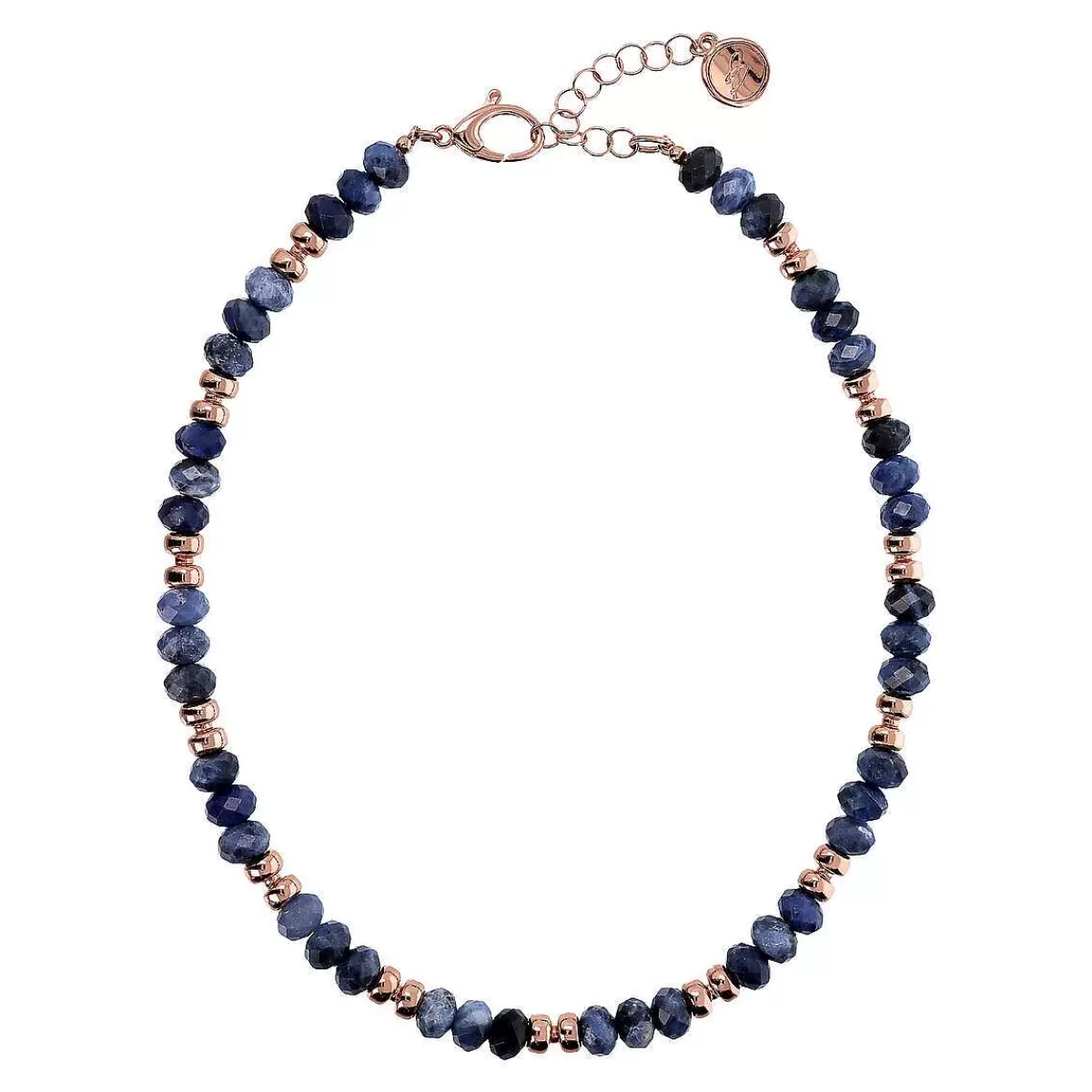 Shop Collana Girocollo Con Rondelle In Oro Rose E Pietre Naturali Sfaccettate Collane