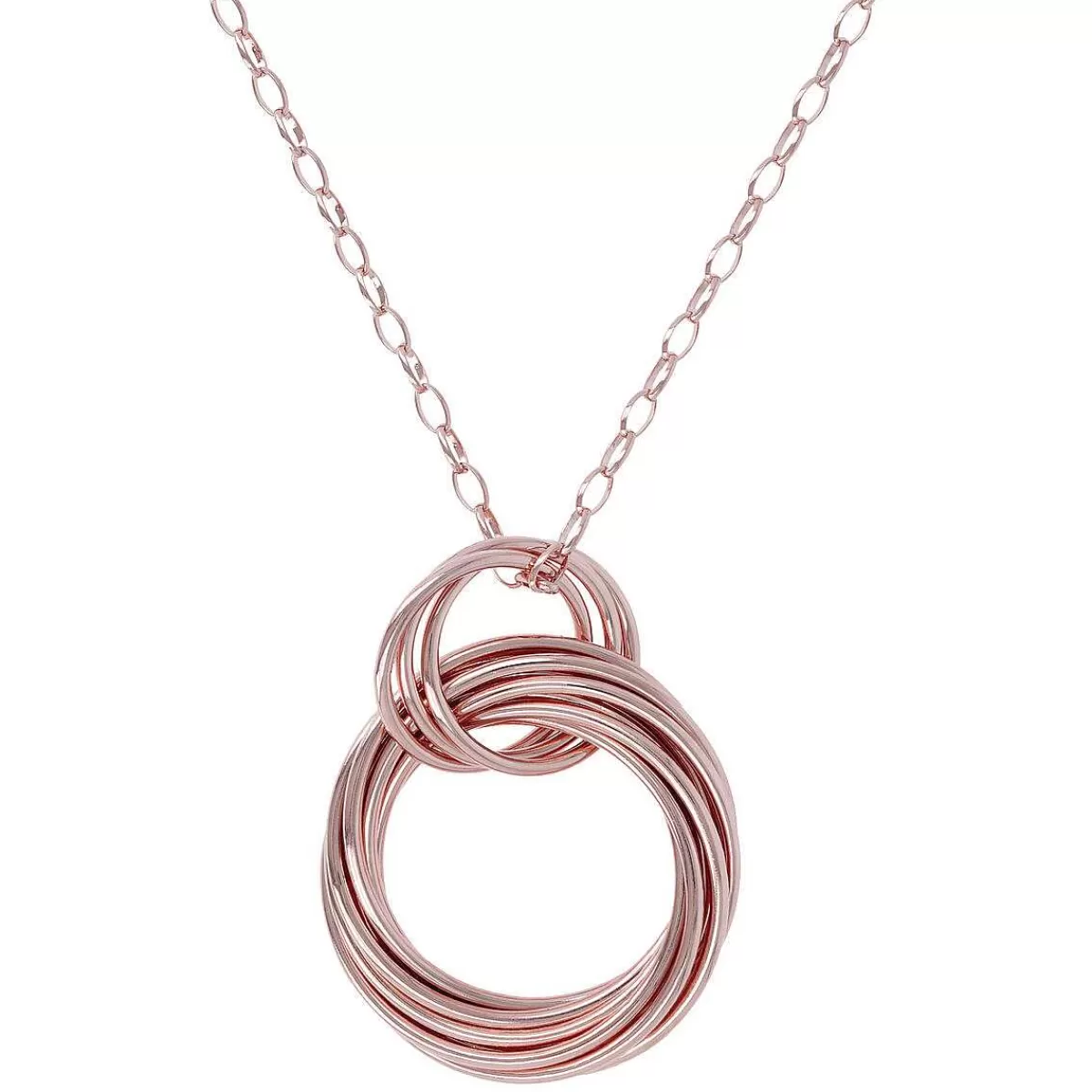 New Collana Lunga A Catena Forzatina Con Doppio Ciondolo Con Anelli Intrecciati Collane