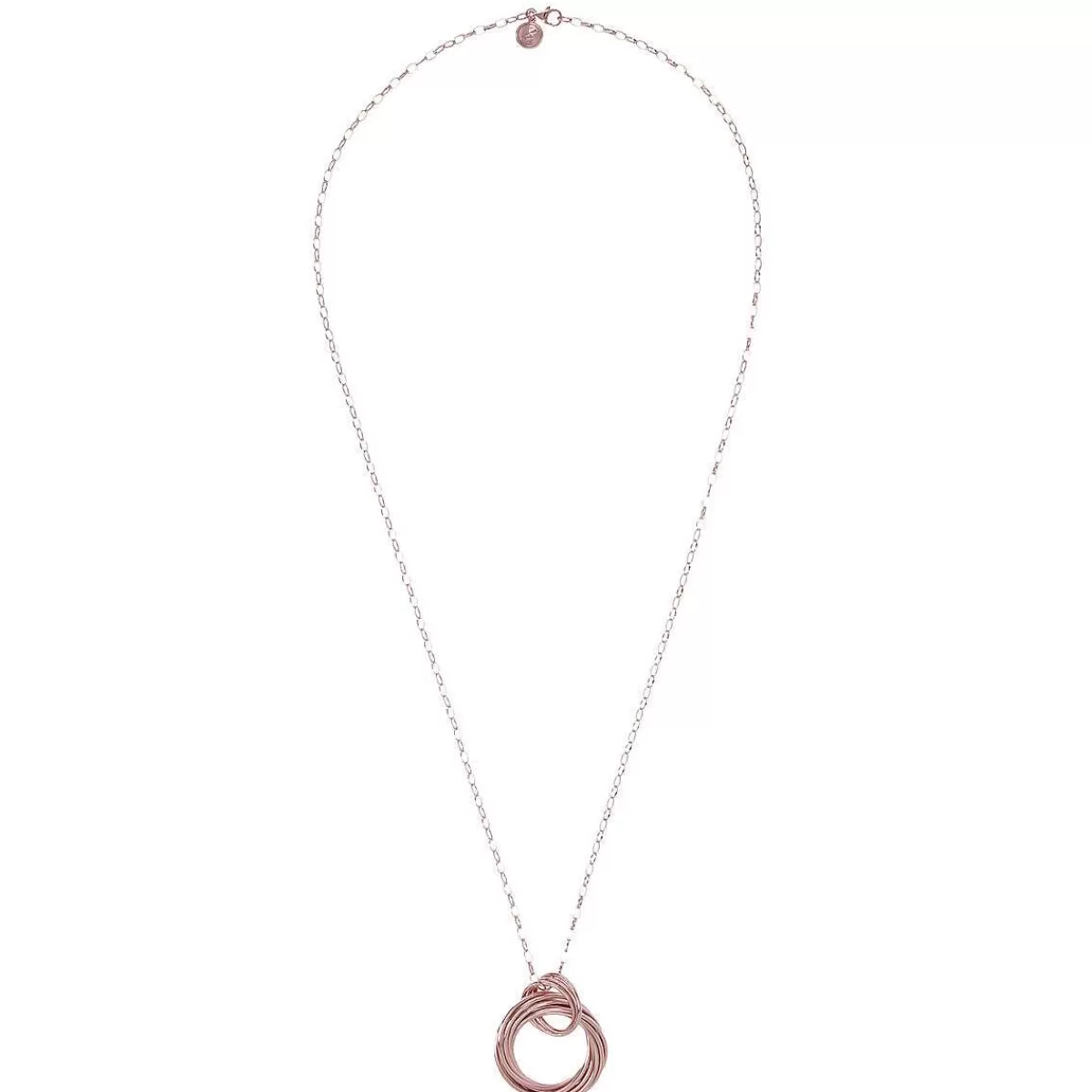 New Collana Lunga A Catena Forzatina Con Doppio Ciondolo Con Anelli Intrecciati Collane