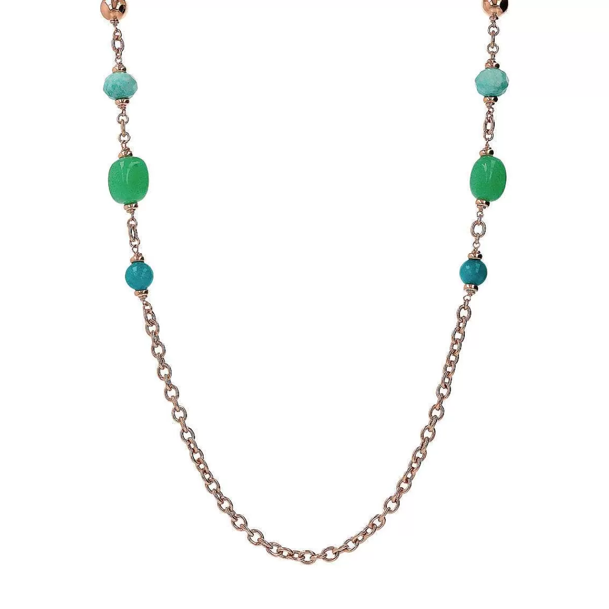 Clearance Collana Lunga A Catena Rolo Con Stazione Di Perline E Pietre Di Quarzite Naturale Collane