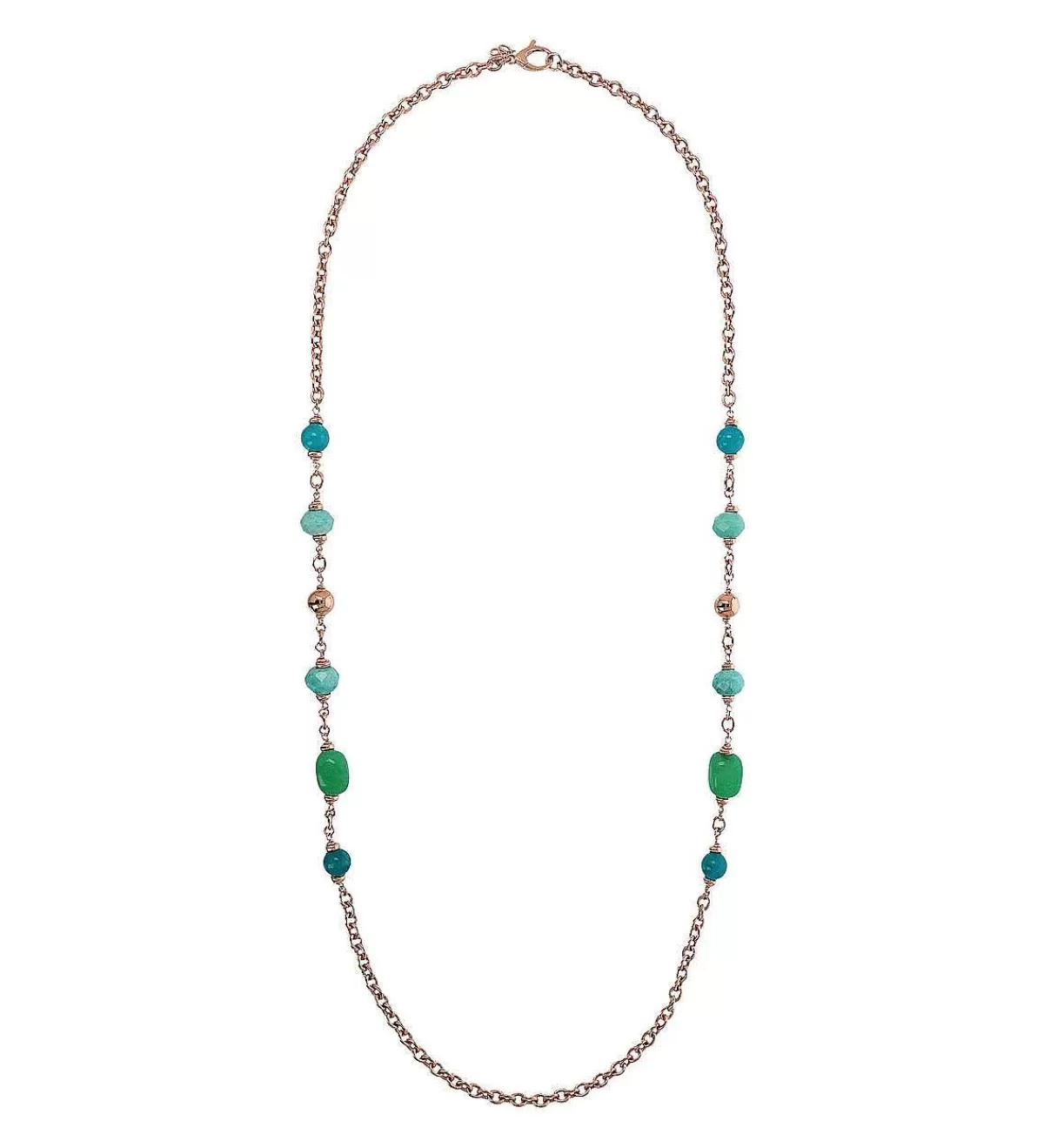 Clearance Collana Lunga A Catena Rolo Con Stazione Di Perline E Pietre Di Quarzite Naturale Collane