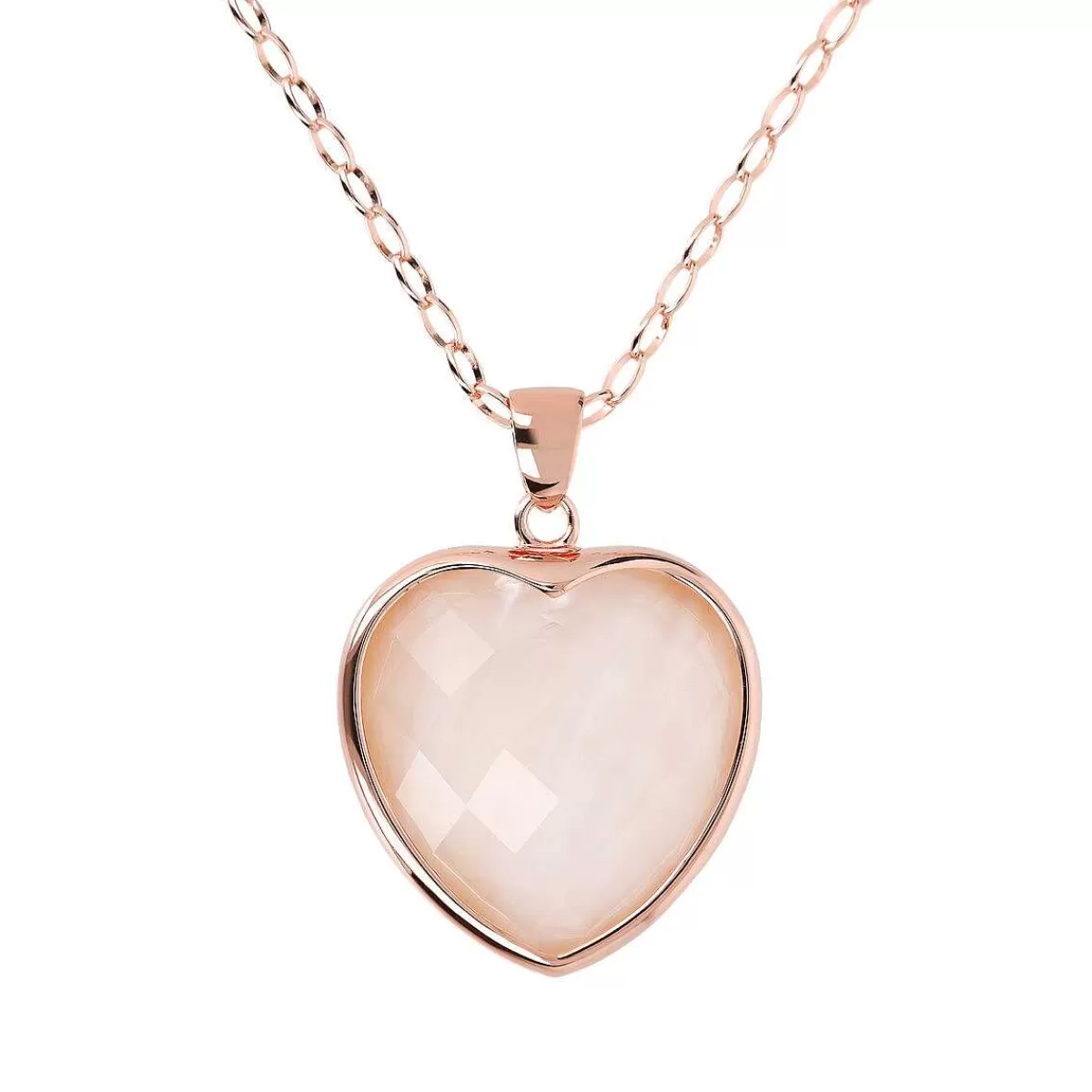 Store Collana Lunga A Catena Rolo Ovale Con Ciondolo Cuore In Pietra Naturale Sfaccettata Collane