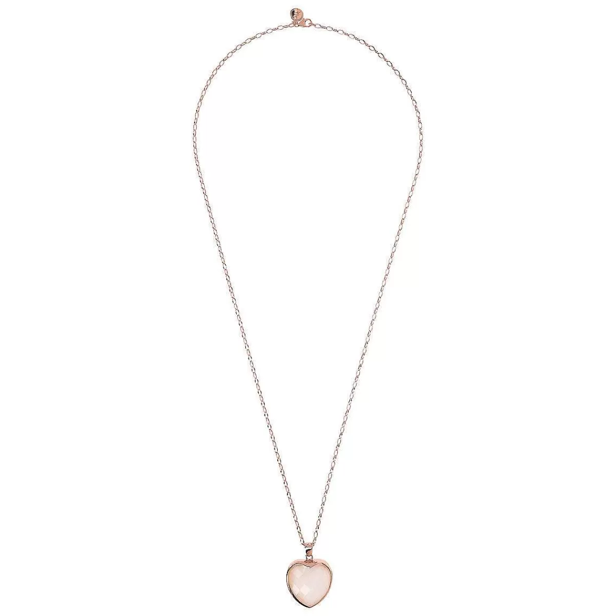 Store Collana Lunga A Catena Rolo Ovale Con Ciondolo Cuore In Pietra Naturale Sfaccettata Collane