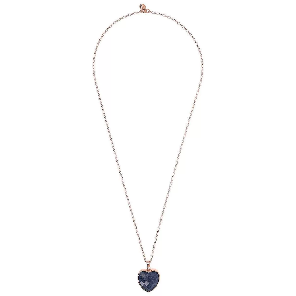 Store Collana Lunga A Catena Rolo Ovale Con Ciondolo Cuore In Pietra Naturale Sfaccettata Collane