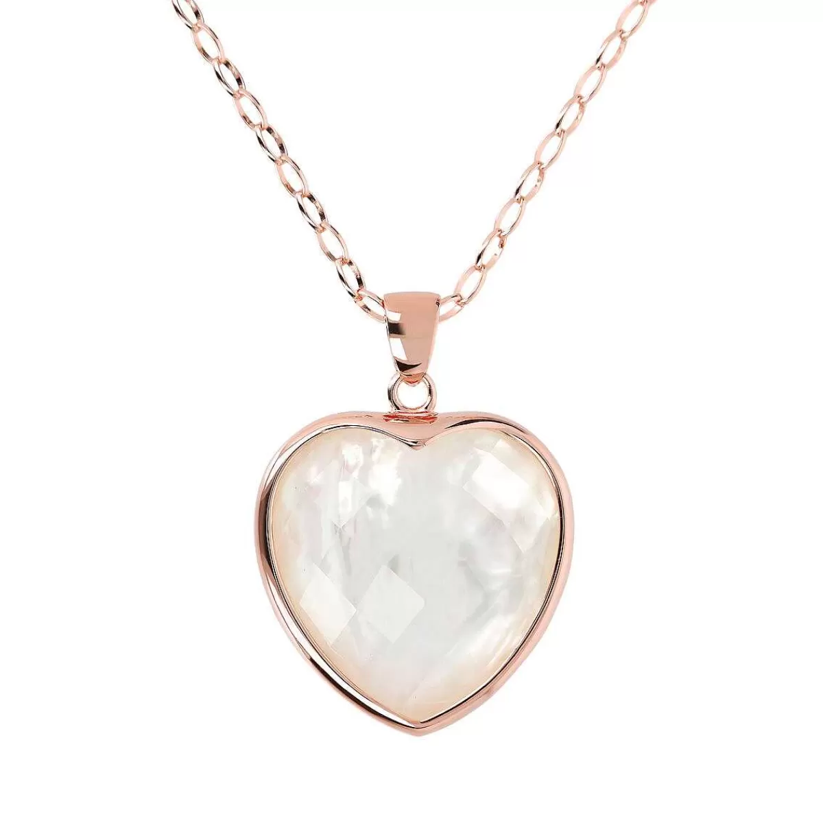 Store Collana Lunga A Catena Rolo Ovale Con Ciondolo Cuore In Pietra Naturale Sfaccettata Collane