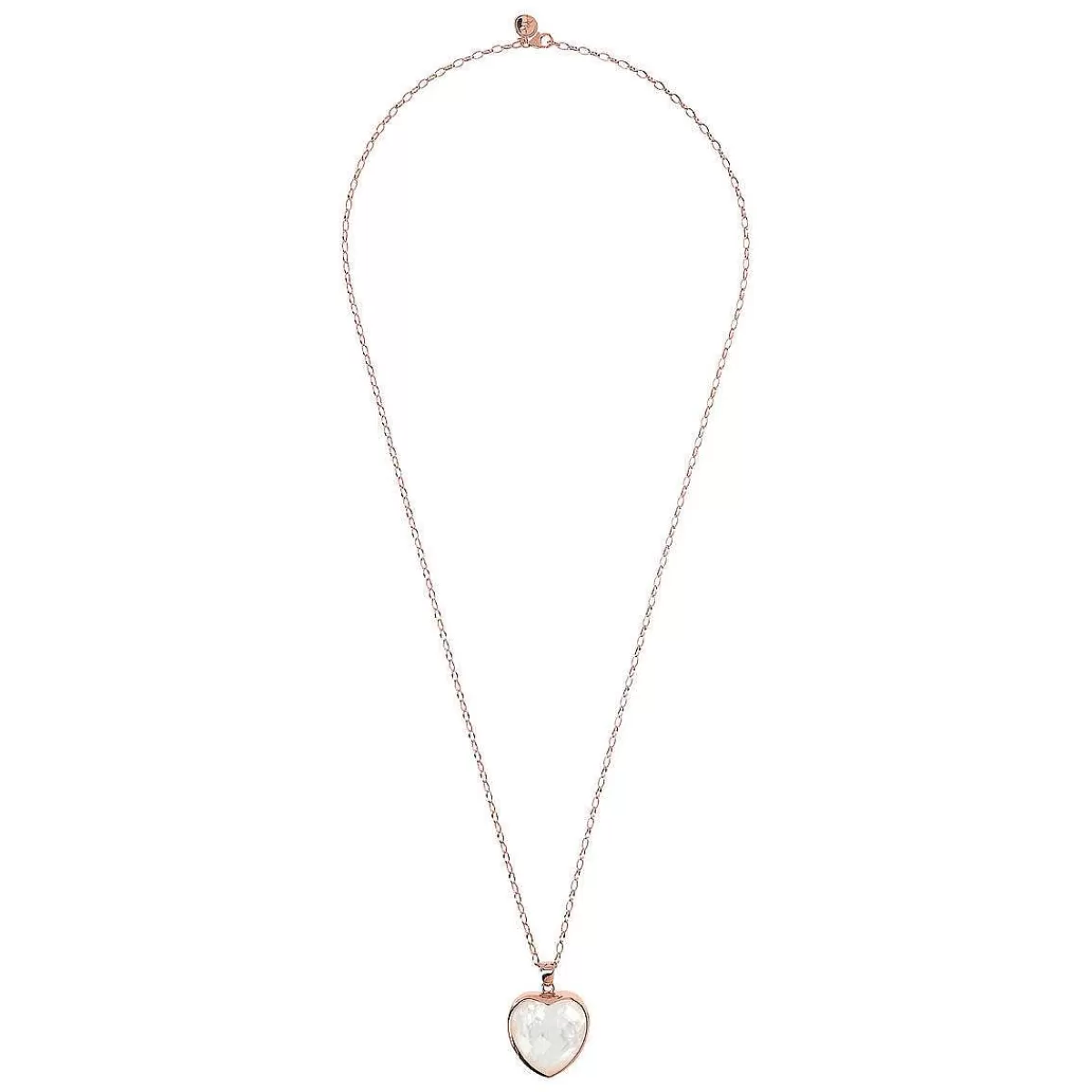 Store Collana Lunga A Catena Rolo Ovale Con Ciondolo Cuore In Pietra Naturale Sfaccettata Collane