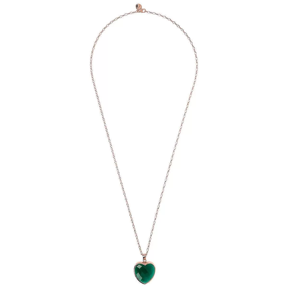 Store Collana Lunga A Catena Rolo Ovale Con Ciondolo Cuore In Pietra Naturale Sfaccettata Collane