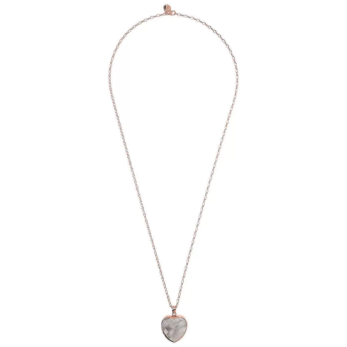 Store Collana Lunga A Catena Rolo Ovale Con Ciondolo Cuore In Pietra Naturale Sfaccettata Collane